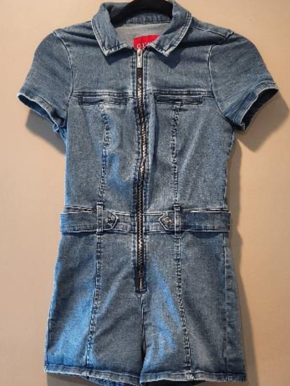 Guess Tinsley Short-Sleeve Denim Romper